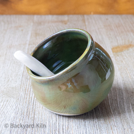 Moss Green Salt Cellar with Spoon by Taylor