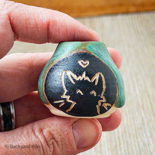 Weathered Turquoise Mini Cat Vase by Taylor