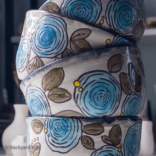 Blue Rose-Carved Bowl by Taylor