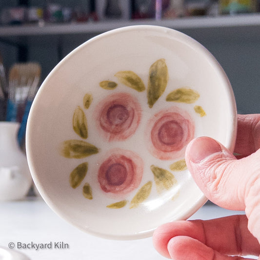 Red and Blue Floral - Porcelain Cat Bowls by Taylor