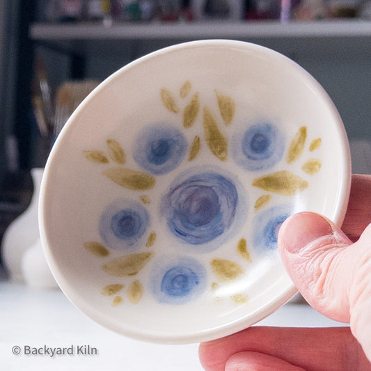 Red and Blue Floral - Porcelain Cat Bowls by Taylor