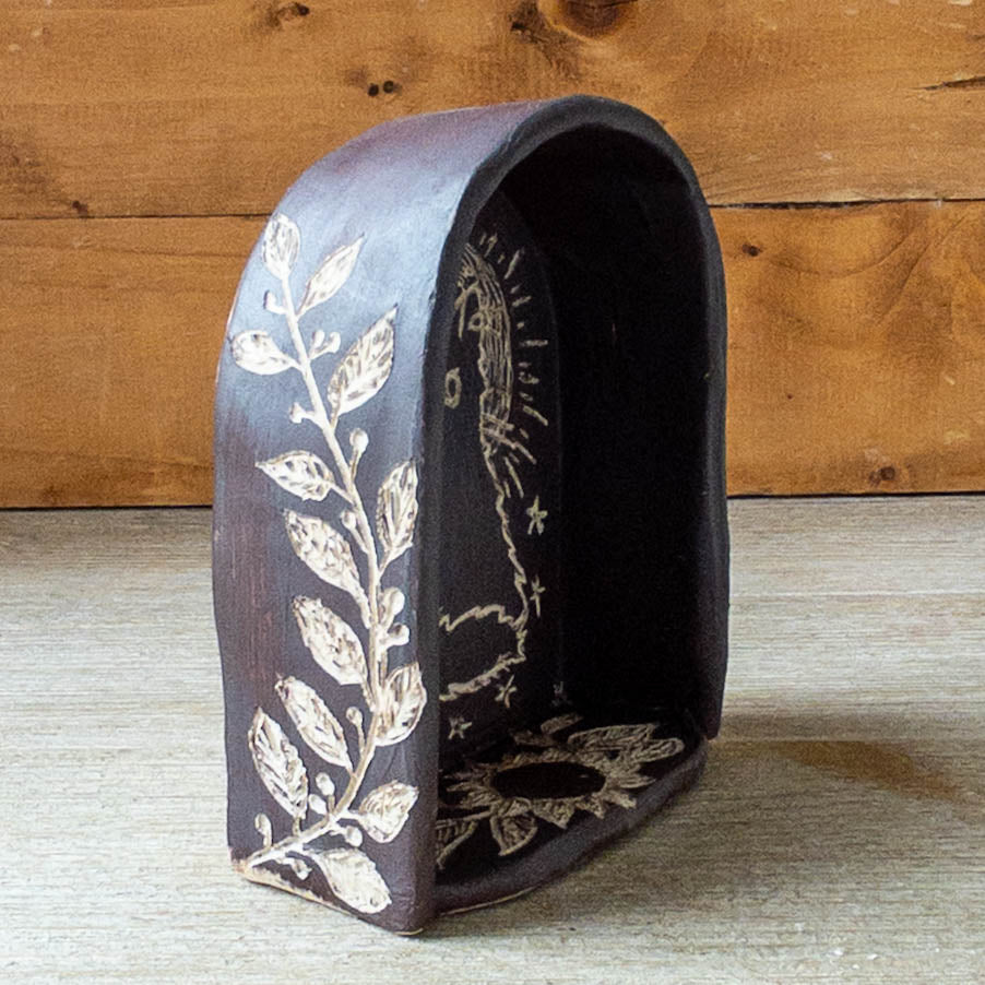Large Brown Hanging Cat Shrine/Shelf - Taylor