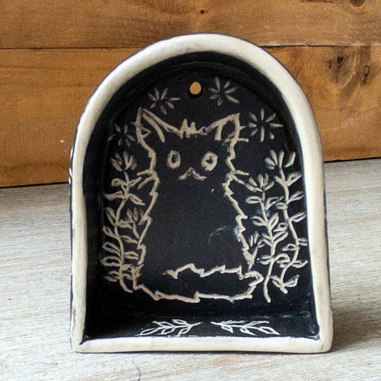 Small Black Hanging Cat Shrine/Shelf - Taylor