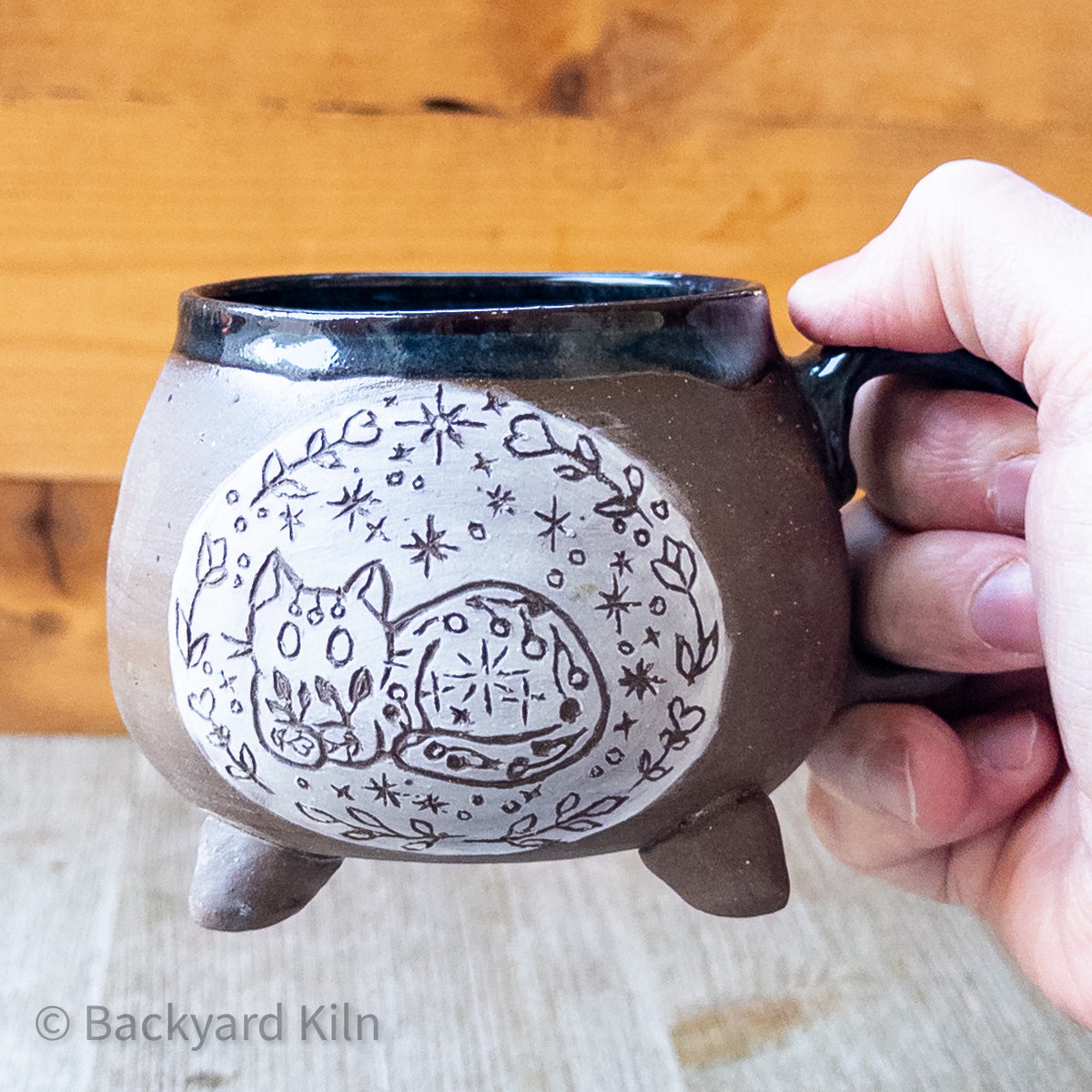 Scandi Cat with Stars Cauldron Mug by Taylor