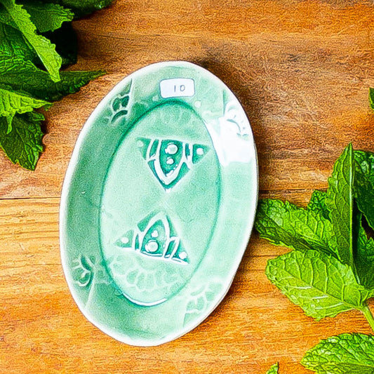 Small Green Geometric Pattern Tray - Taylor