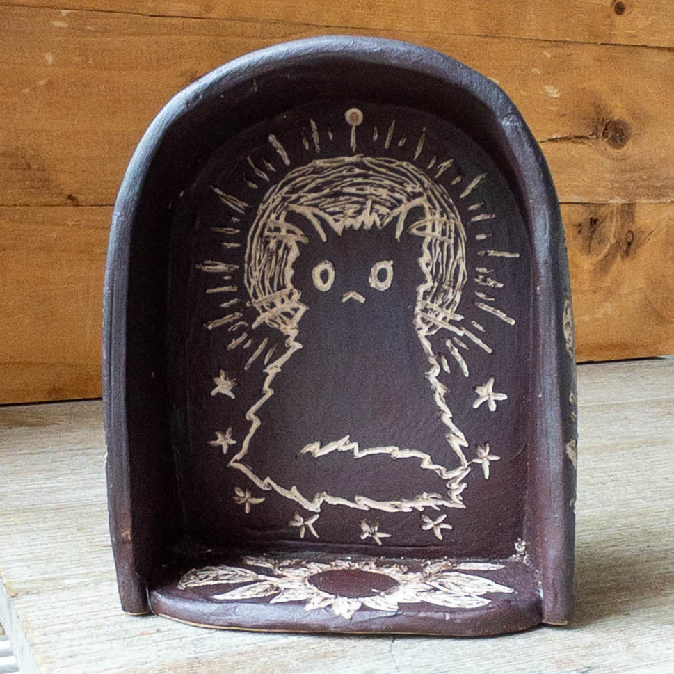 Large Brown Hanging Cat Shrine/Shelf - Taylor