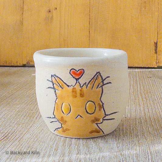 Brown Tabby Cat Shot Glass Heart - Taylor