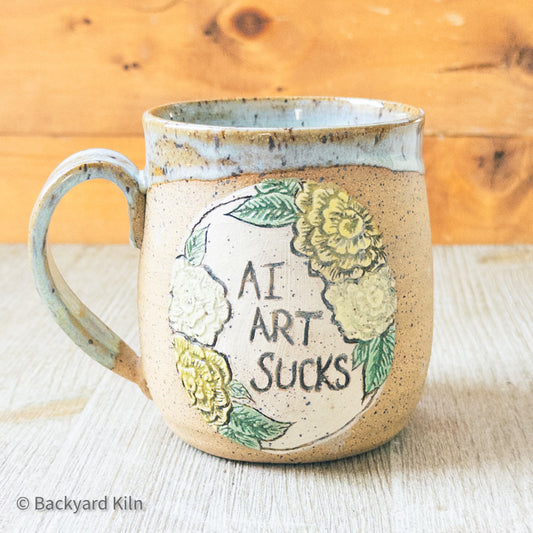 AI Art Sucks Yellow Roses Mug by Taylor