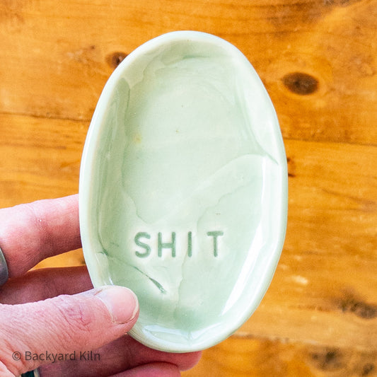 Small Sage Green "SHIT" Ginkgo Leaf Tray - Taylor