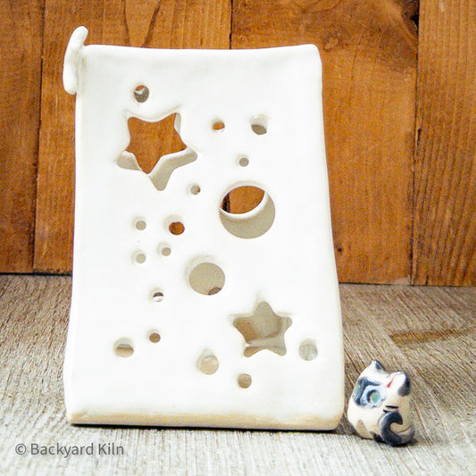 White Mini Tent Luminary and Cat by Taylor