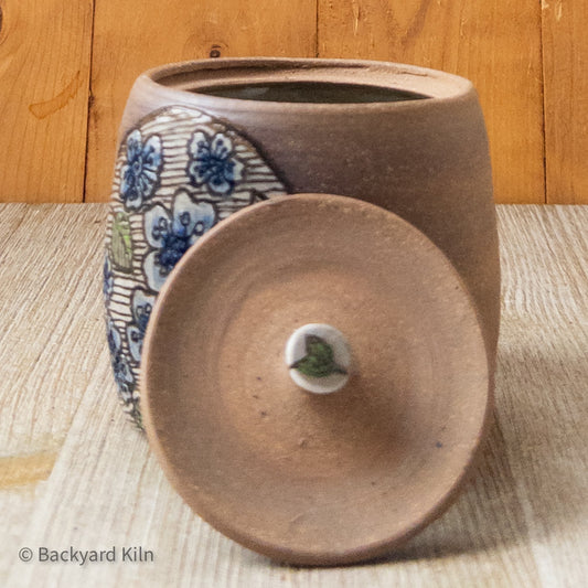 Carved Blue Flowers Jar by Taylor