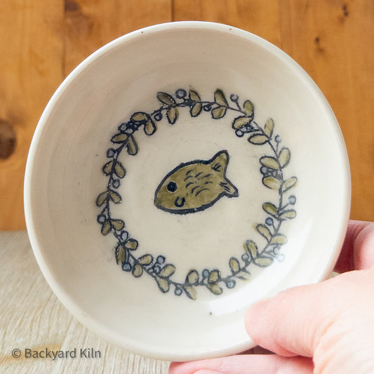 Green Fish w/Leaves Scandi Pet Bowl by Taylor