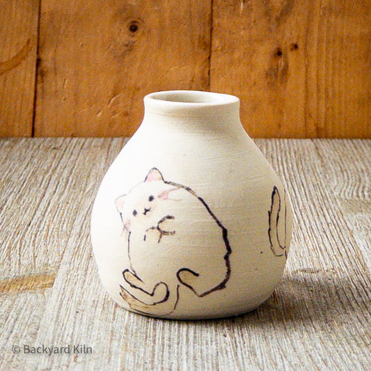 Unglazed Mini Cat Vase by Hannah and Taylor