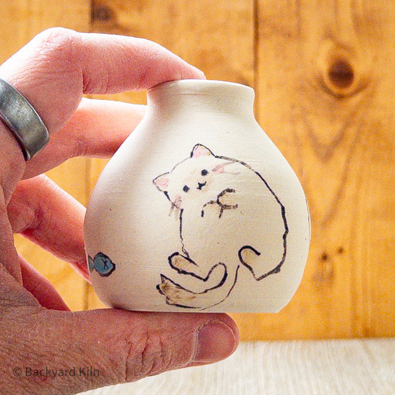 Unglazed Mini Cat Vase by Hannah and Taylor