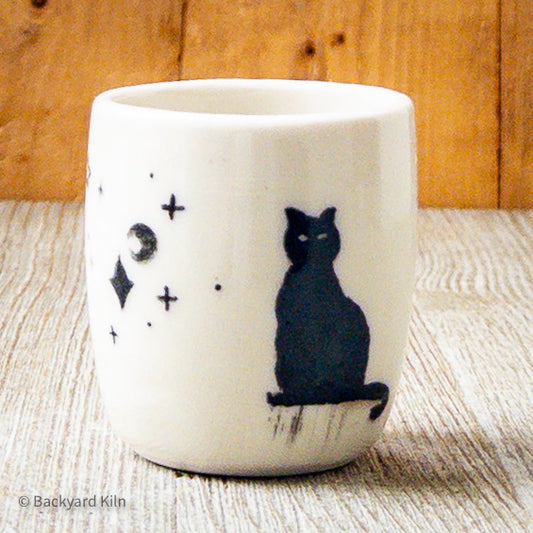Moon and Stars Black Cat Shot Glass by Hannah and Taylor