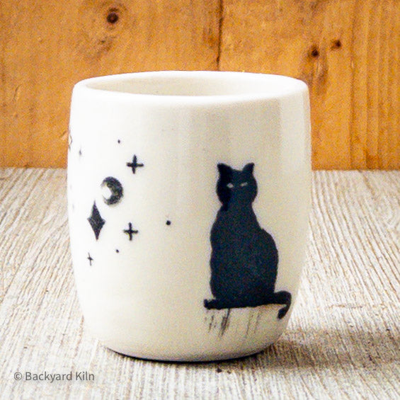 Moon and Stars Black Cat Shot Glass by Hannah and Taylor