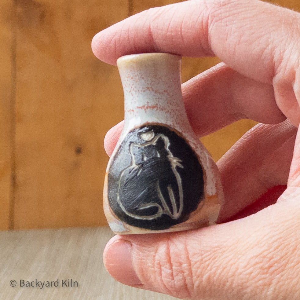 Lunar Glaze Mini Cat 🖤 Vase by Taylor