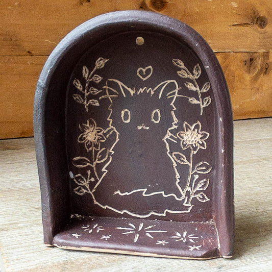 Large Brown Hanging Cat Shrine/Shelf - Taylor