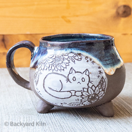 Sunflower Cat Cauldron Mug by Taylor