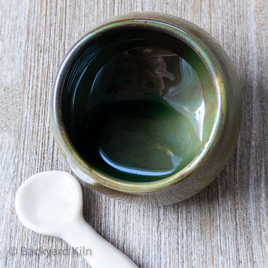 Moss Green Salt Cellar with Spoon by Taylor