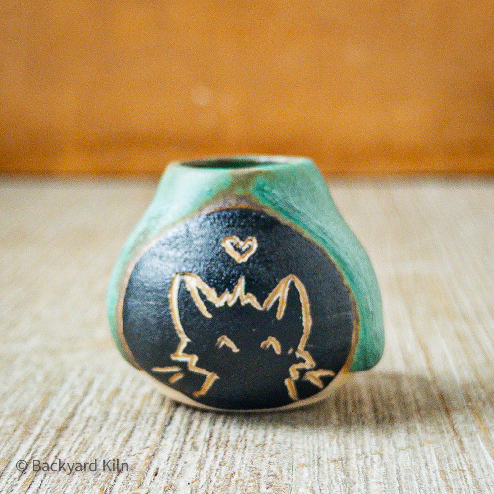 Weathered Turquoise Mini Cat Vase by Taylor