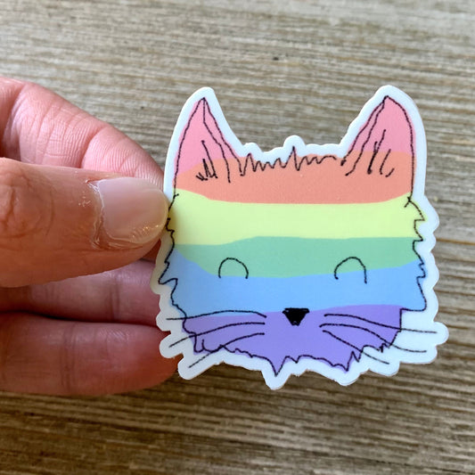 Rainbow Cat Sticker, Cute LGBTQ Pride Kitty