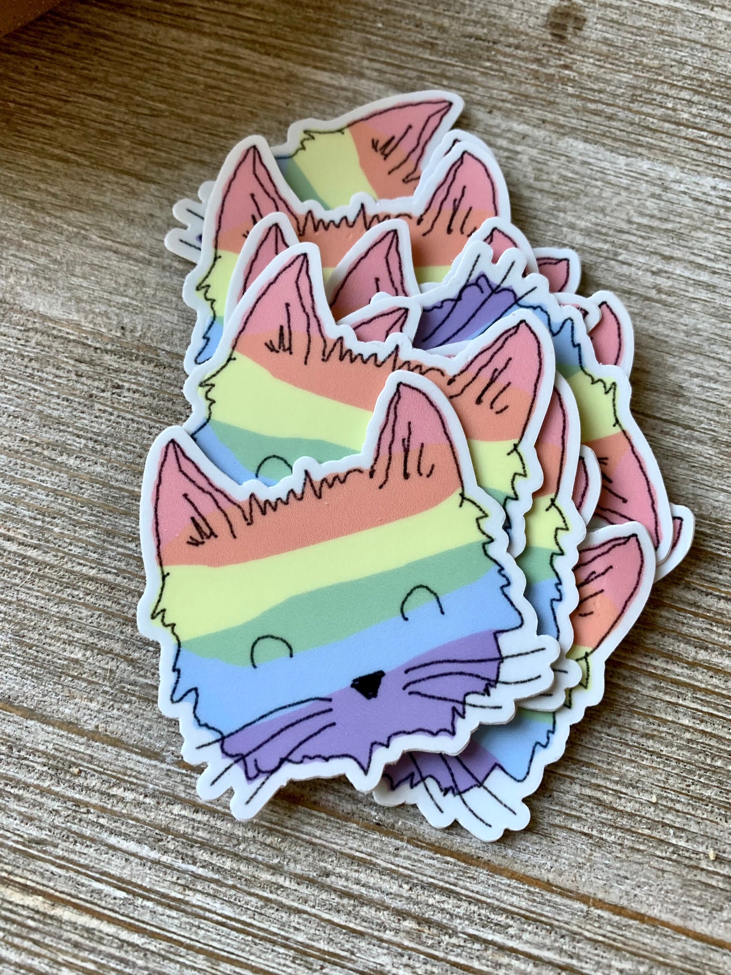 Rainbow Cat Sticker, Cute LGBTQ Pride Kitty