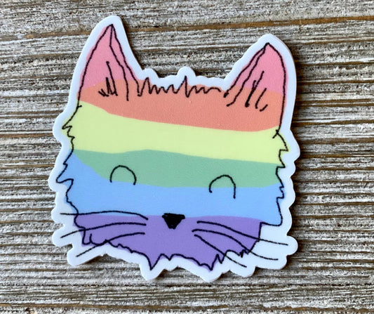 Rainbow Cat Sticker, Cute LGBTQ Pride Kitty
