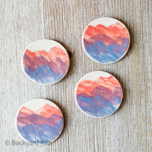 Round Pink/Purple/Blue Magnets by Taylor