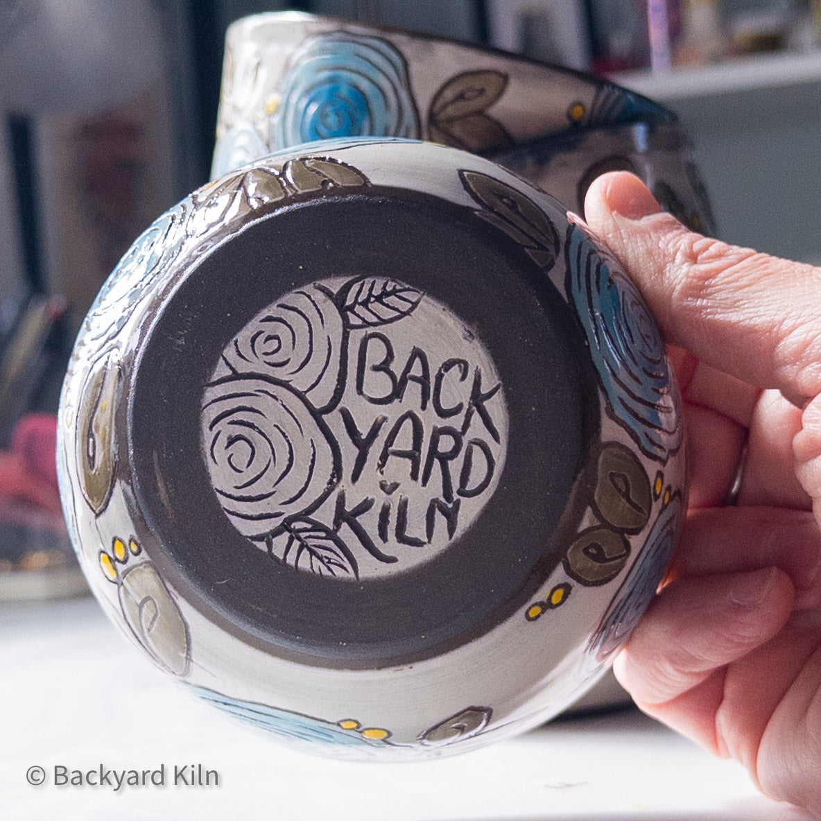 Blue Rose-Carved Bowl by Taylor