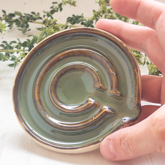 Green and Brown Soap Dish/Spoon Rest - Taylor