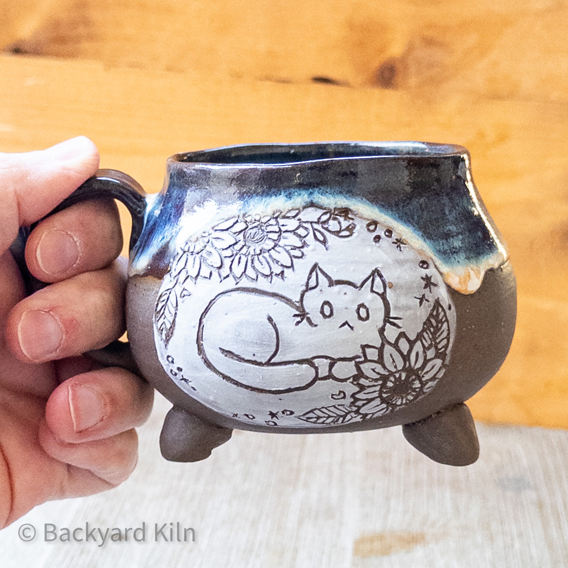 Sunflower Cat Cauldron Mug by Taylor