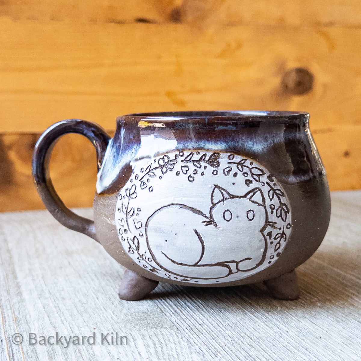 Cat Flowers and Hearts Cauldron Mug by Taylor