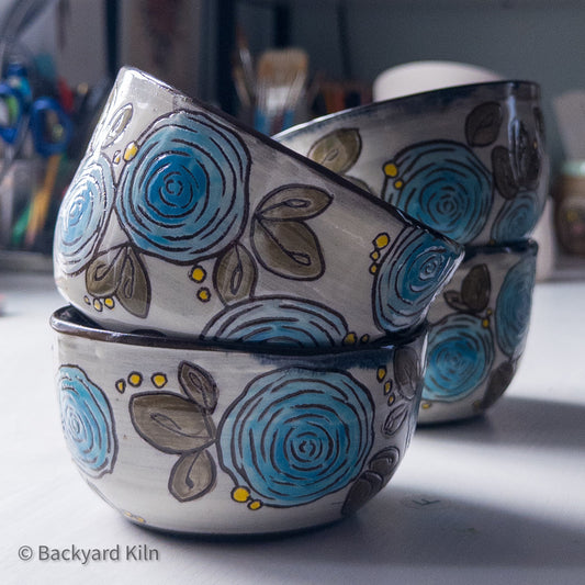 Blue Rose-Carved Bowl by Taylor
