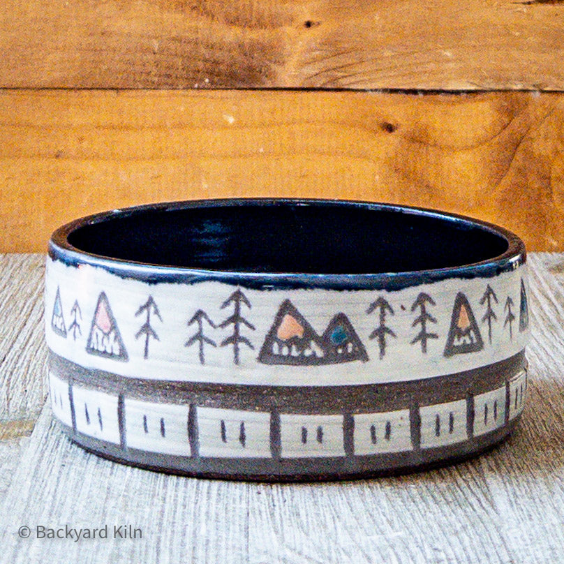 Mountain/Forest Carved Pet Bowl by Taylor