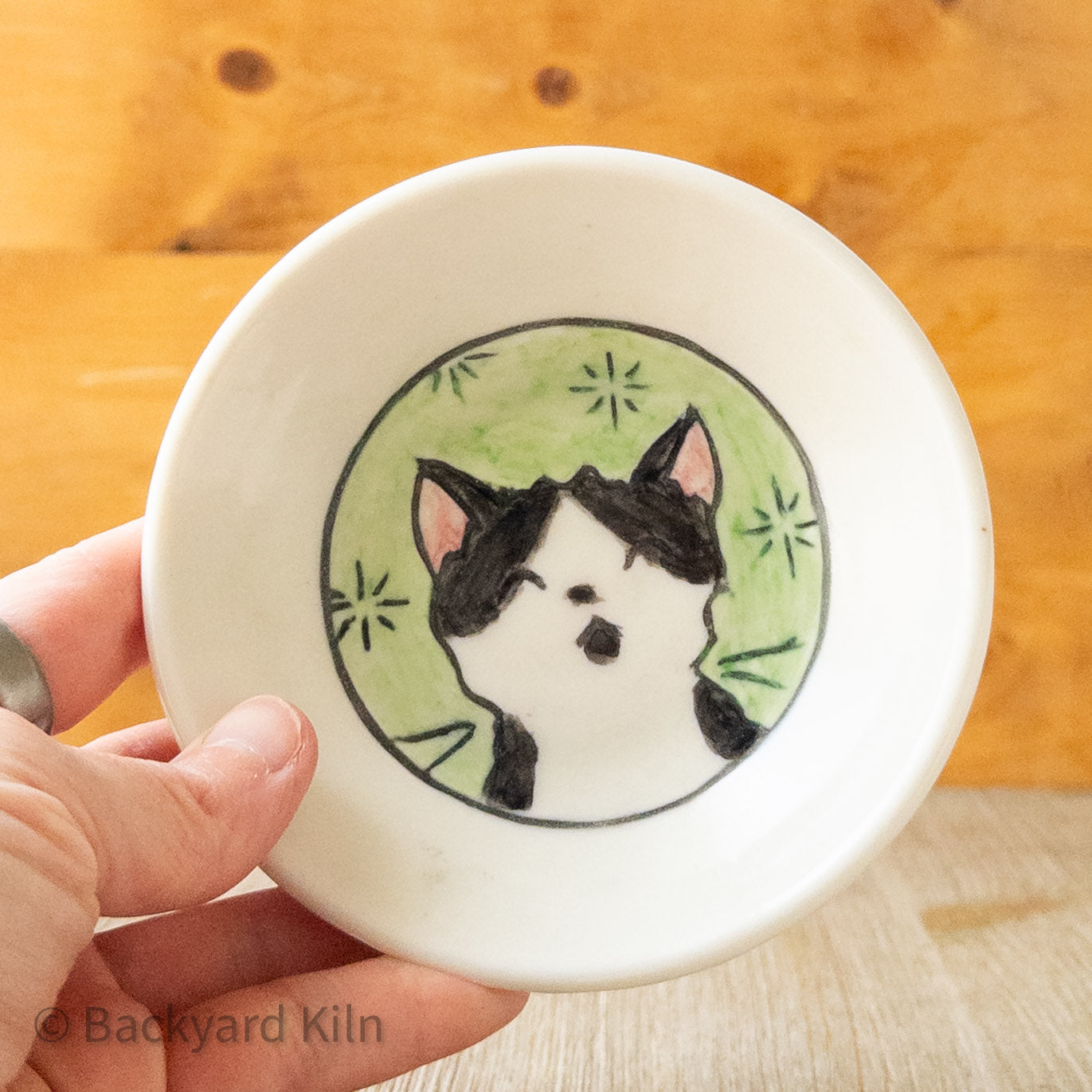 Black and White Cat - Porcelain Cat Bowl by Taylor
