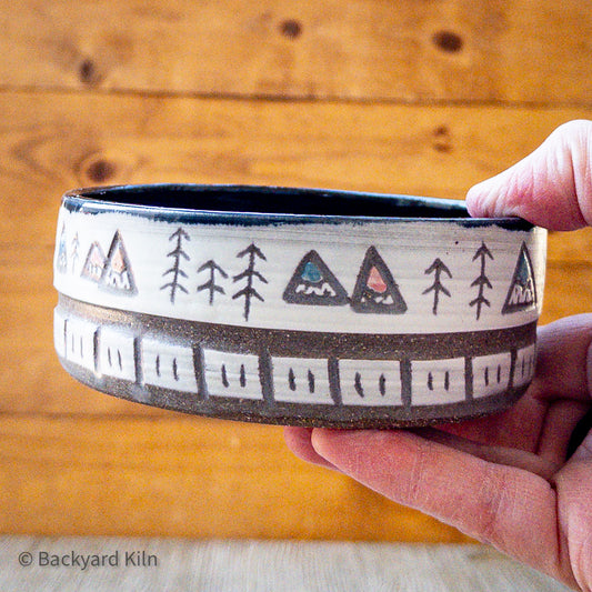 Mountain/Forest Carved Pet Bowl by Taylor