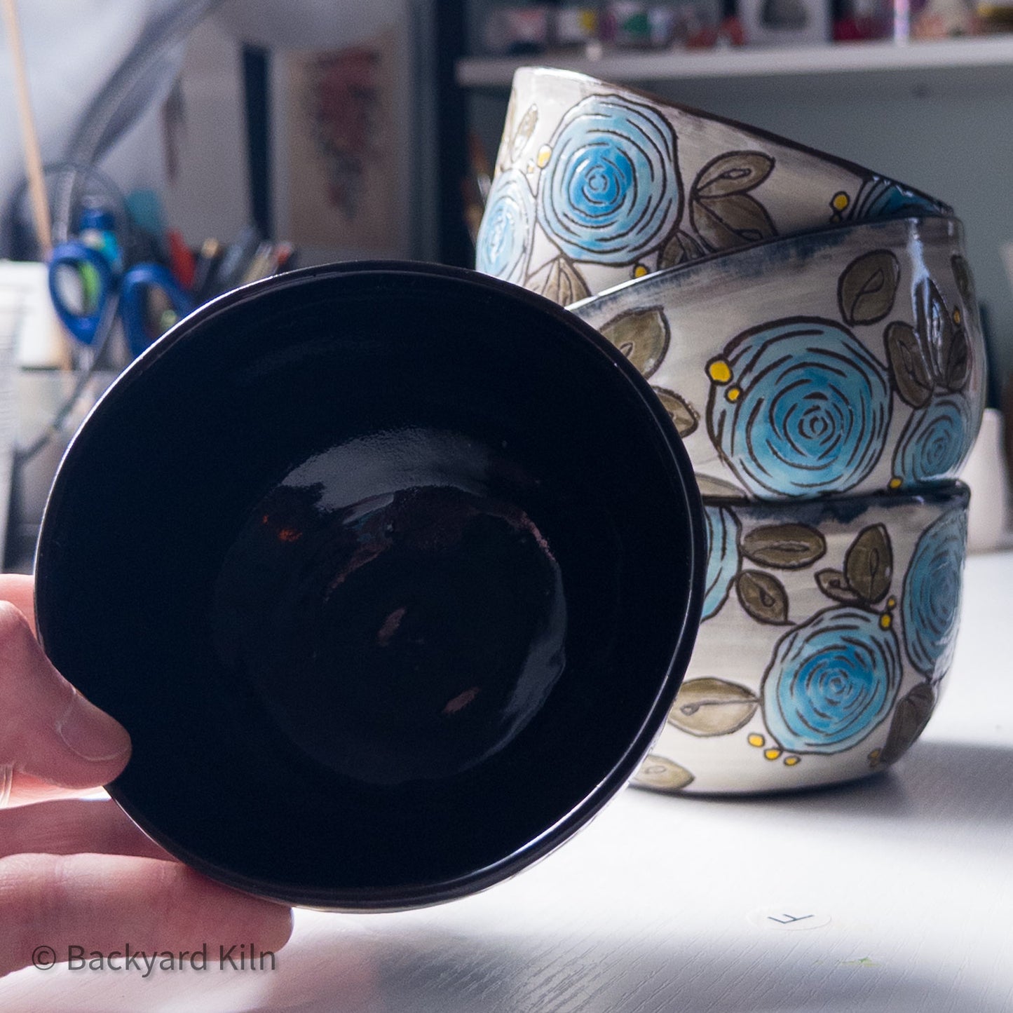Blue Rose-Carved Bowl by Taylor