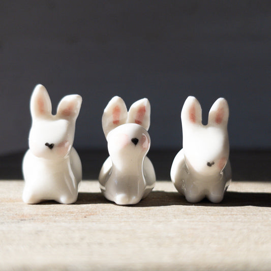 Tiny Porcelain Bunnies, Seated - Hannah