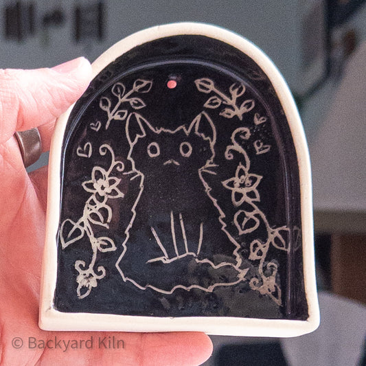 Small Black Hanging Cat Shrine/Shelf - Taylor
