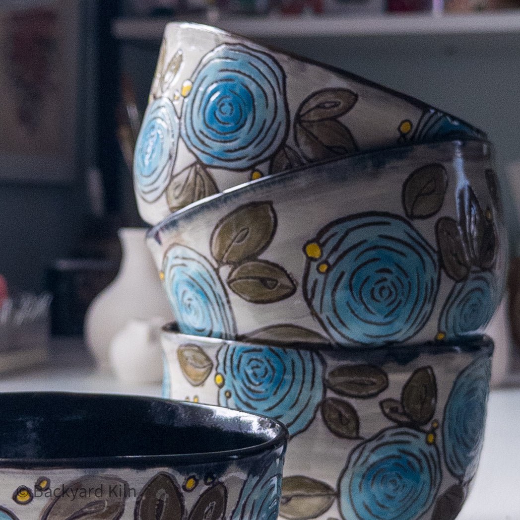Blue Rose-Carved Bowl by Taylor