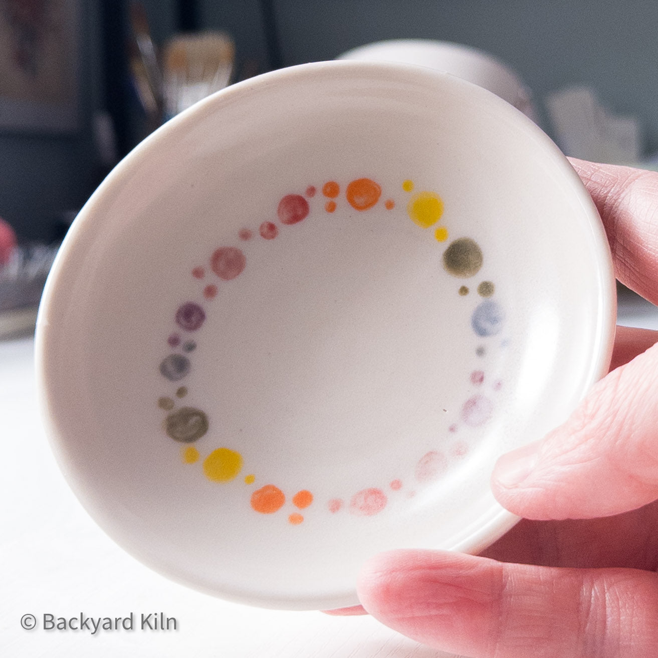 Rainbow Bubbles - Porcelain Cat Bowl by Taylor