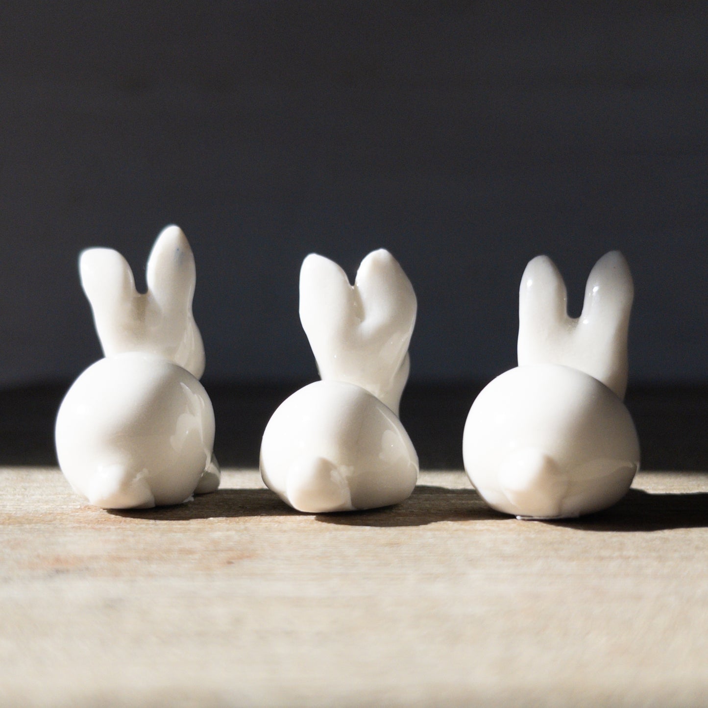 Tiny Porcelain Bunnies, Seated - Hannah