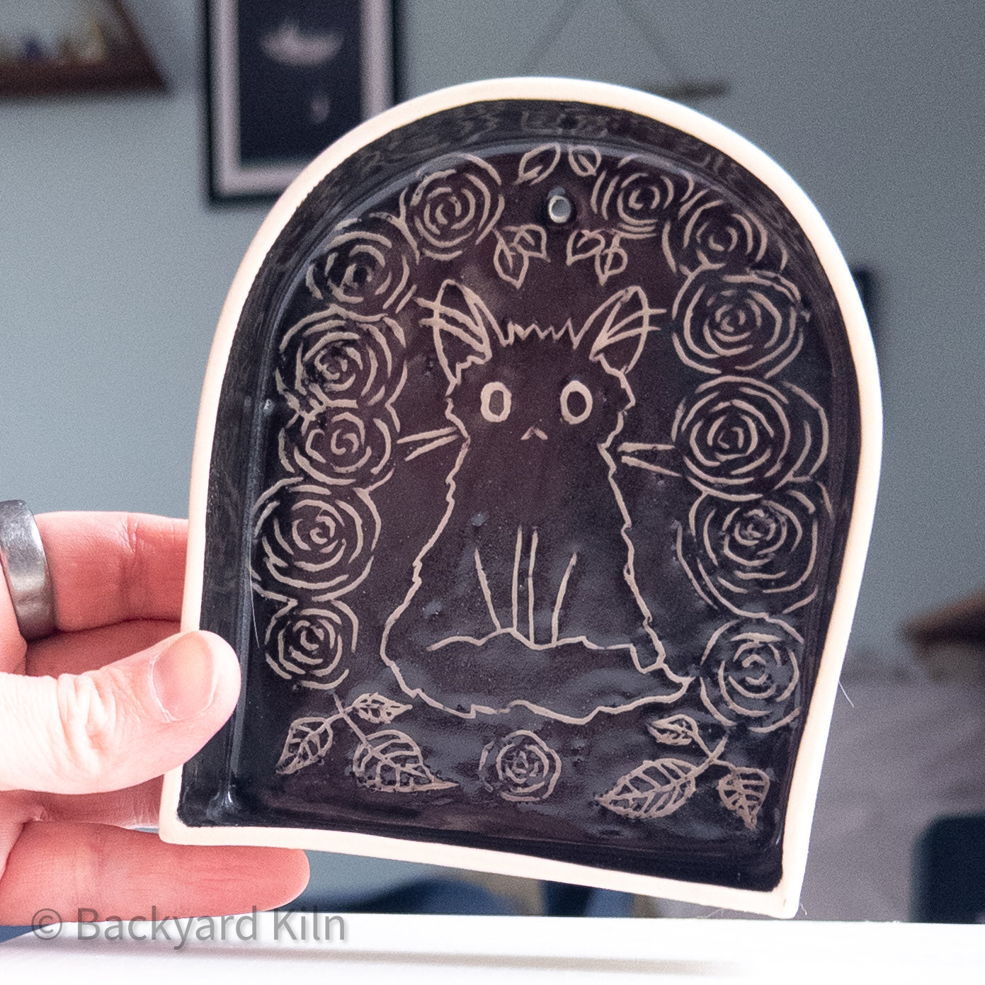 Large Cat Black Hanging Cat Shrine/Shelf - Taylor