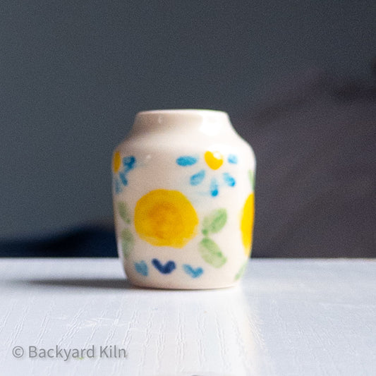 Yellow and Blue Scandi Tiny Vase by Taylor