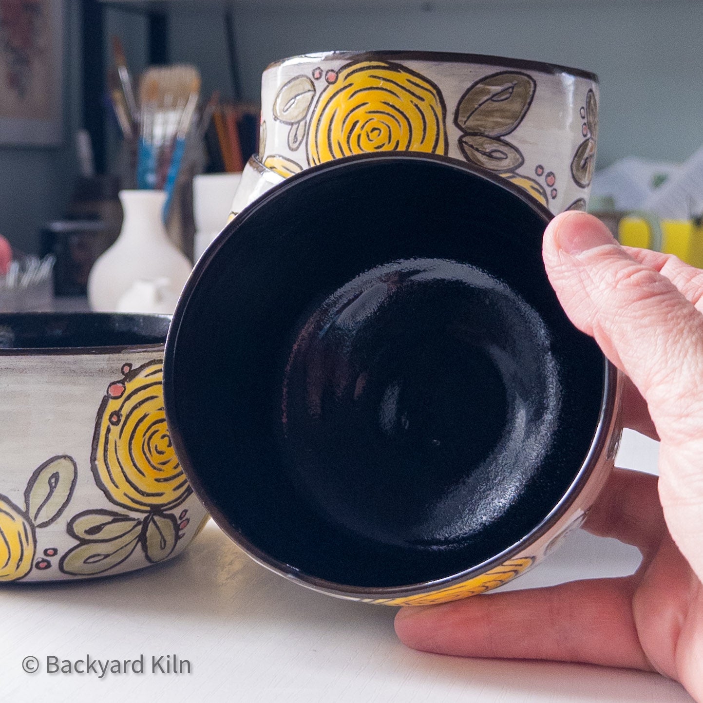 Yellow Rose-Carved Bowl by Taylor