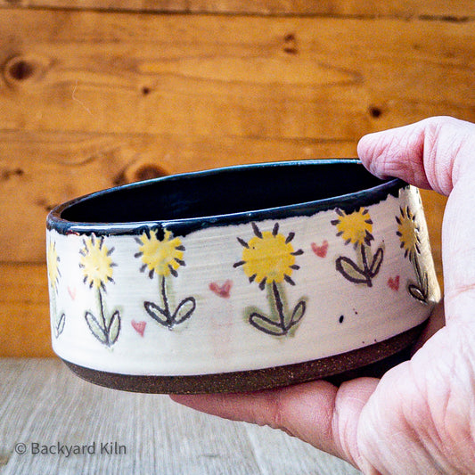 Dandelion Carved Pet Bowl by Taylor