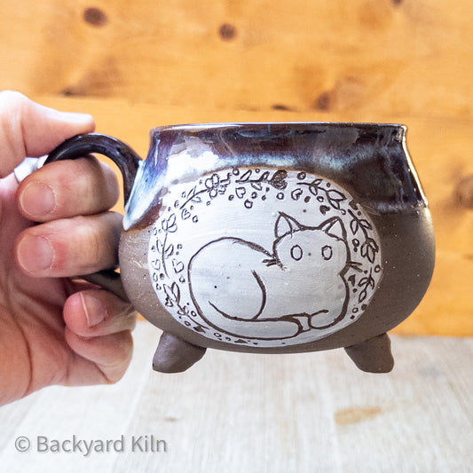 Cat Flowers and Hearts Cauldron Mug by Taylor