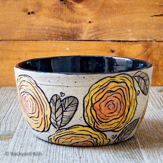 Yellow Rose-Carved Bowl by Taylor