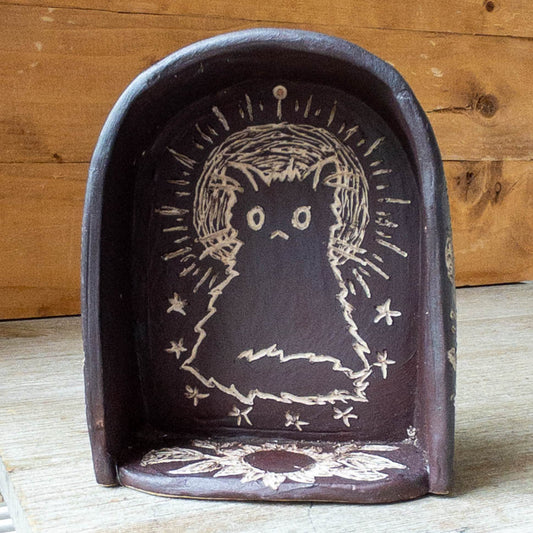 Large Brown Hanging Cat Shrine/Shelf - Taylor